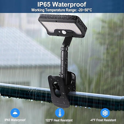 2 Pack Solar Lights Outdoor Waterproof, 92 LEDs 600LM Clip On Solar Lights Outdoor with 3 Color Temperatures, 3 Lighting Modes, IP65 Waterproof, Ideal for Fence, Gutter, Deck and Camping