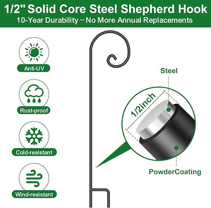 BEAU JARDIN 8 Pack Solar Pathway Lights + Pack Shepherds Hook 65 inch