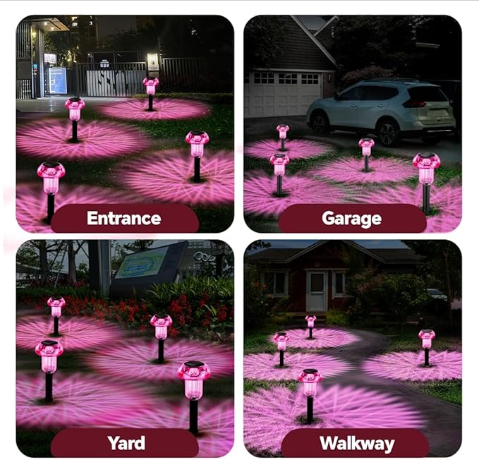 Easter Solar Pathway Lights Outdoor Decorative 4 Pack, Purple LED Mushroom Solar Lights Outdoor Waterproof Solar | Lumora