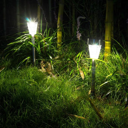 YARNOW Solar Diamond Shape Outdoor Garden Path Light, Waterproof Stainless Steel LED Solar Yard Lamp with Ground Stake, Landscape Lighting for Patio and Lawn