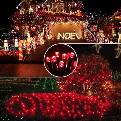 Hopolon String Lights Indoor Outdoor, 33 FT 100 LED Connectable Green Wire Twinkle Fairy Lights, Plug in Christmas Light Waterproof for Wedding Party Patio Spring Decor (Red)