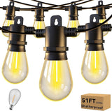 Aialun 51ft Outdoor String Lights 2200K Warm White,Outside Patio Lights Led S14 Shatterproof Plastic Edison Bulbs | Lumora