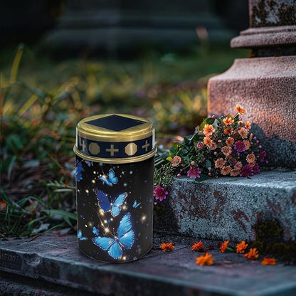 Blue Butterfly Cemetery Solar Lights Cute Solar Yard Lights for Outdoor Decor for Cemetery Outdoor Lighting