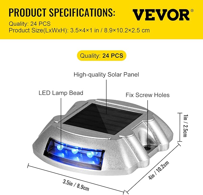 VEVOR Driveway Lights 24-Pack, Solar Driveway Lights with Switch Button, Solar Deck Lights Waterproof, Wireless | Lumora