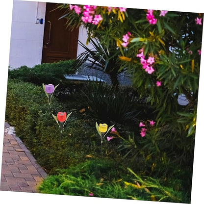 BESPORTBLE 3pcs Solar Led Garden Lights Weatherproof Tulip Shape Solar Pathway Lights for Outdoor Use Auto Sensor Energy Saving for Patios Driveways and Landscapes