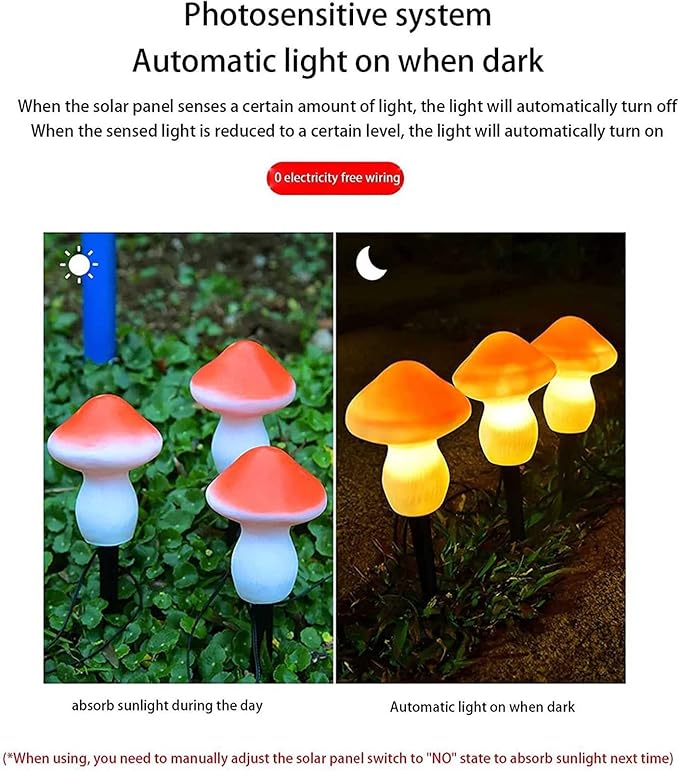 Super Bright Solar Lights, Set of 3 Solar Mushroom Lights, Outdoor Waterproof Solar Powered Mushroom Lights, Garden Stake Lights for Garden Yard Backyard Lawn Path Lights (Color : 3 Colors)
