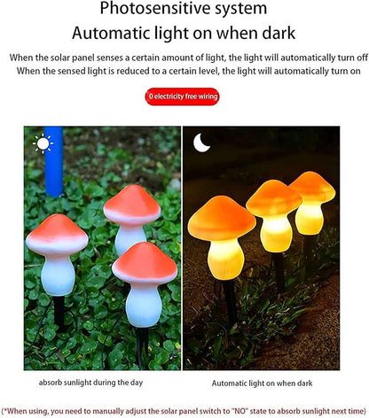 Super Bright Solar Lights, Set of 3 Solar Mushroom Lights, Outdoor Waterproof Solar Powered Mushroom Lights, Garden Stake Lights for Garden Yard Backyard Lawn Path Lights (Color : 3 Colors)