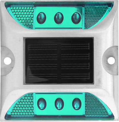 Walfront LED Ground Light Solar Deck Lights for Driveway Pathway Garden, Cast Aluminum Outdoor Light with 1000m Visibility Automatic OnOff for Sidewalk Yard (Green)
