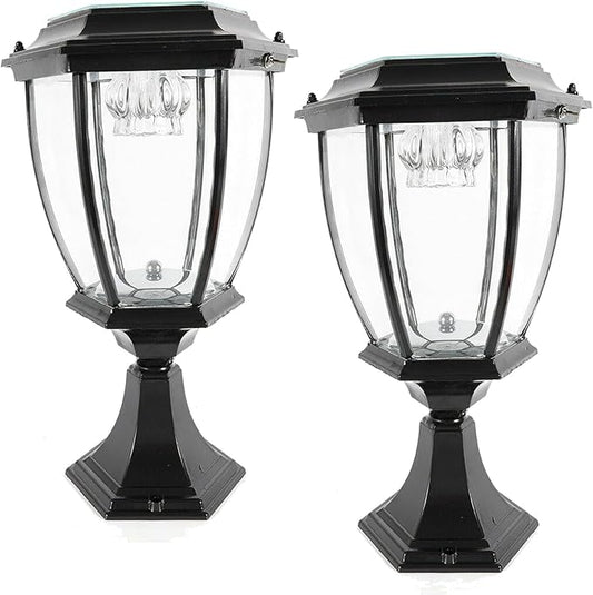 LYNICESHOP Outdoor Solar Post Lights,Waterproof LED Landscape Light Energy Saving Lantern lamp,for Fence Deck or Patio (Black/2pack)
