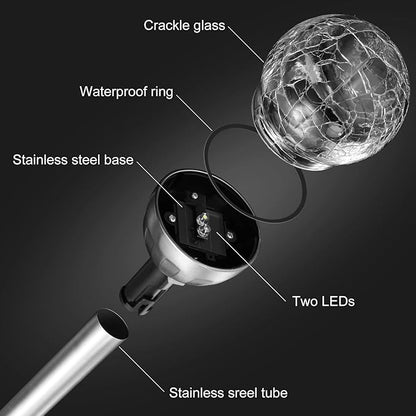 BBTO 12 Pcs Solar Lights Garden Decorations, Cracked Glass Ball LED 7 Color Changing Solar Outdoor Lights Decorative for Yard Patio Landscape Pathway Decor