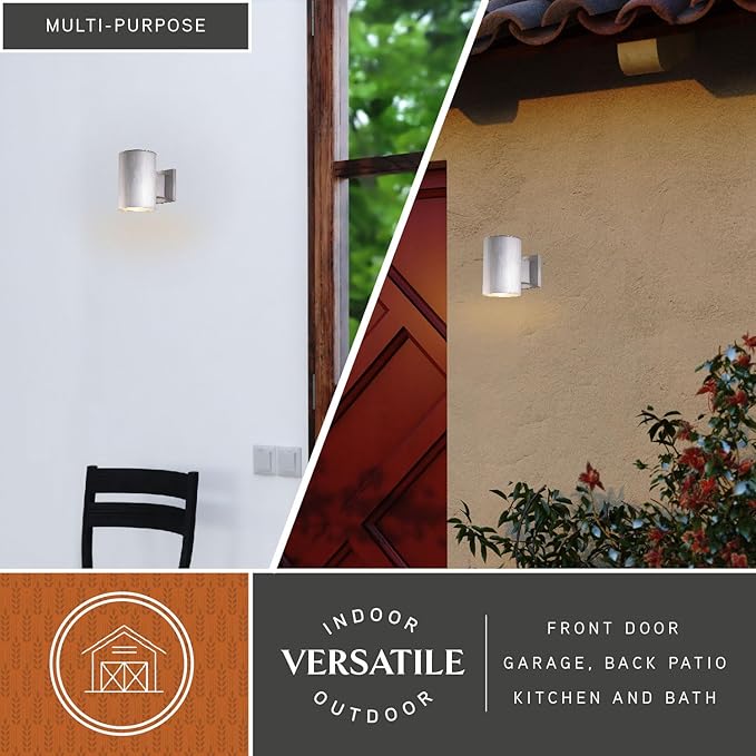 VAXCEL Chiasso Modern Outdoor Porch Light, 5" W x 7.25" H Silver Cylinder Wall Sconce, Waterproof Dark Sky Wall | Lumora