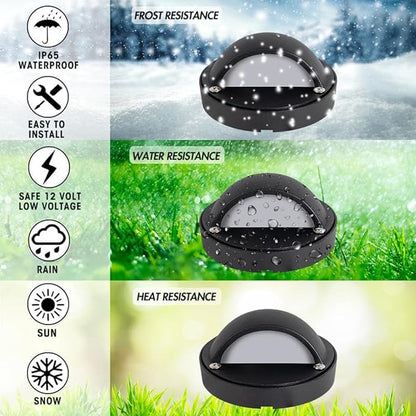 Outdoor Deck Lights Aluminum Stair Lights - LED Step Lights Low Voltage Landscape Lights, Aluminum Stairway Lighting, Outdoor Fence lights, Paver Lights, Hardscape Lighting with LED Bulb (3.13" Wide)