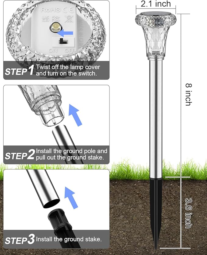 Mini Solar Pathway Lights Christmas Outdoor 12 Pack Waterproof Upgraded Bright LED Solar Garden Lights Stainless | Lumora