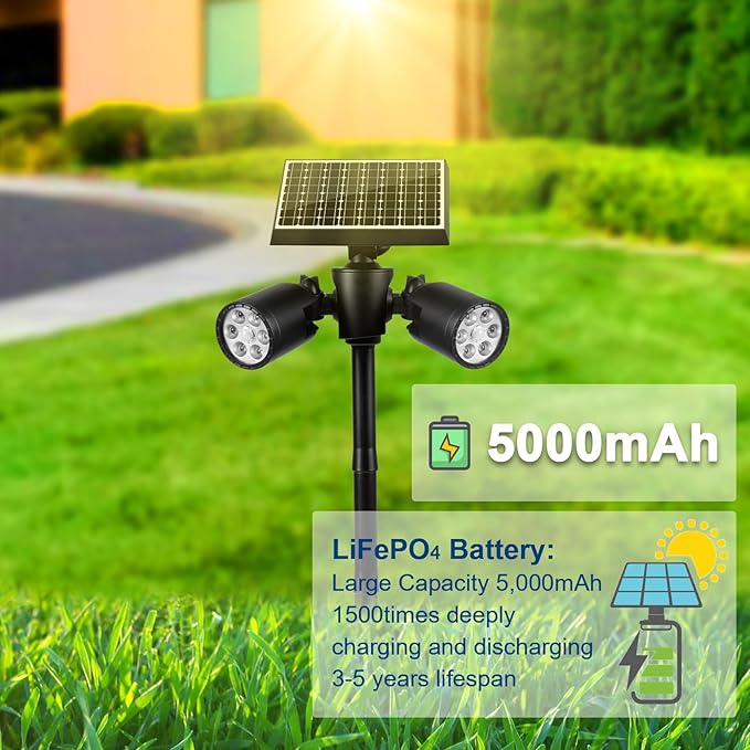 EMANER Outside Motion Solar Lights, 5000mAh Auto Detect On/Off or Always On Security Light, Solar Spotlights Wall | Lumora