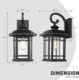 Emliviar Outdoor Wall Lights for House, 1-Light Exterior Wall Sconce Black Finish with Clear Seeded Glass, 17" | Lumora