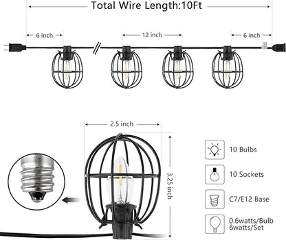 SAFAVIEH Lighting Collection Garnet Black 10-Foot LED Outdoor String Lights