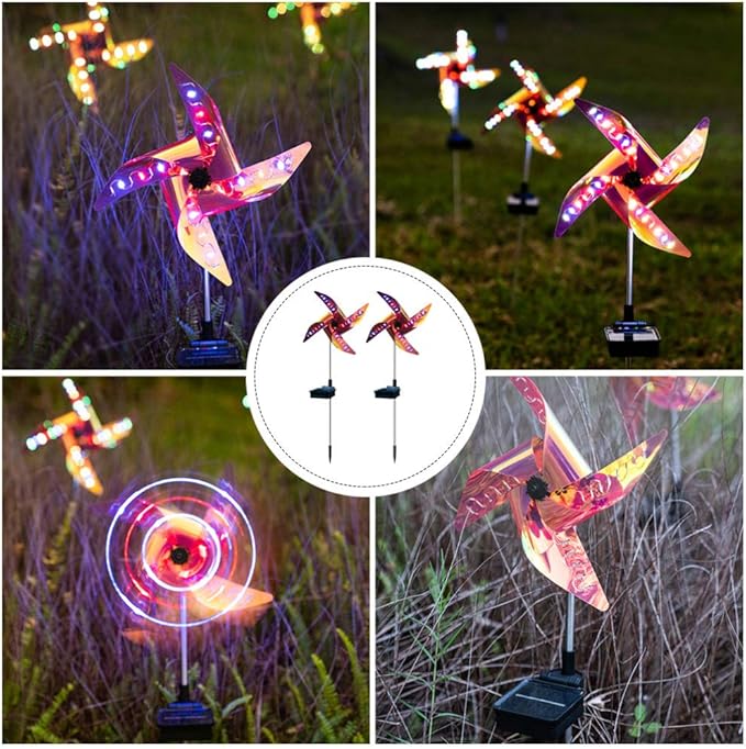 Windmill Shape Solar Path Light Ground Inserted Solar Lamp Outdoor Decorative Lantern for Patio