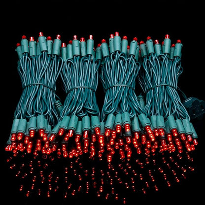 YULETIME 200 Red Wide Angle LED Christmas Lights, 66 Feet Green Wire UL Certified 5mm Holiday String Light Set (Red)