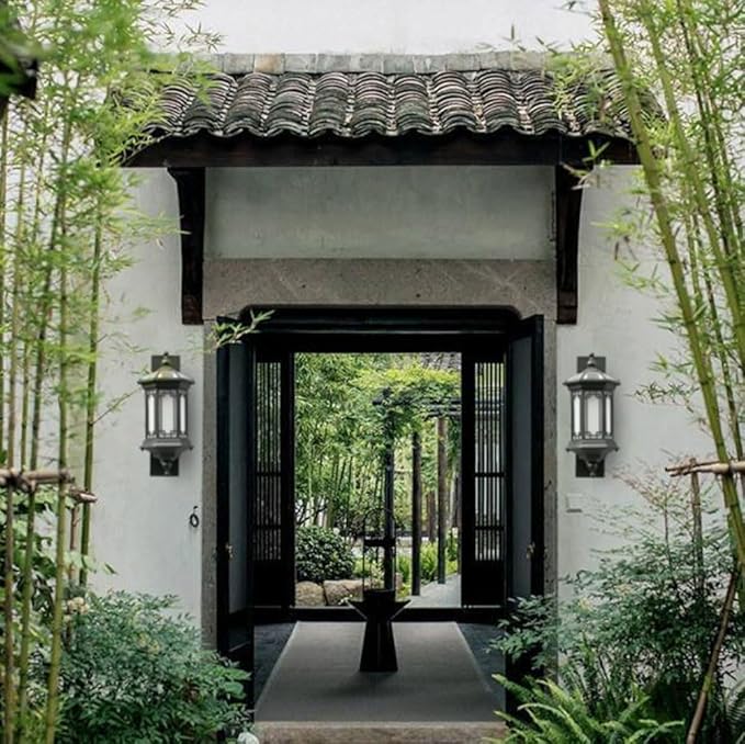 Chinese Style Farmhouse Villa Exterior Wall Lamp,Outdoor Waterproof Light with Frosted S Shade Alumiexpression | Lumora
