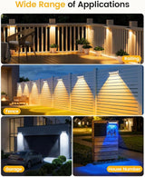 Solar Fence Lights Outdoor, 8 Pack, 9 Fixed Colors ＆ Color Changing Solar Lights Outdoor Waterproof IP65 | Lumora