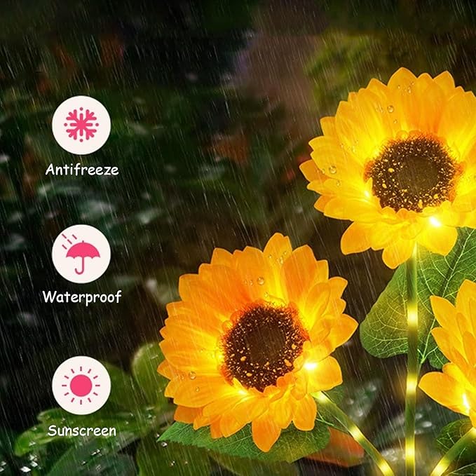 Sunflowers Solar Pathway Lights, Outdoor Lighting Landscaping Solar Garden Lights, for Landscape, Patio, Pathway Decor