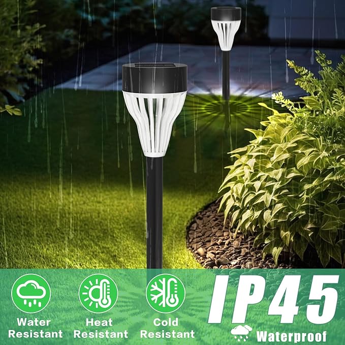 Solar Pathway Lights, 8 Pack LED Outdoor Waterproof, Auto On/Off Solar Garden Lights for Yard, Lawn, Walkway & Driveway Landscape Lighting (8)