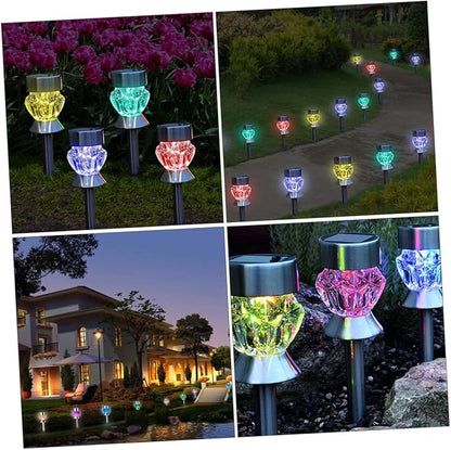 DOITOOL 3sets Shape Solar Lights Outdoor Lawn Lighting for Pathway Garden and Driveway Bright Led Illumination Easy Installation for Daily Use