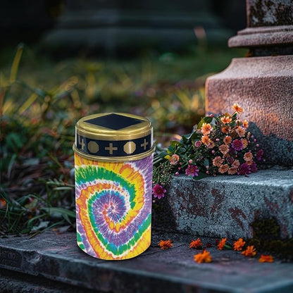 Tie-Dye Yard Solar Lights for Garden Cemetery Solar Light Dustproof Outdoor Lamp Sympathy Memorial Gift Grave Decorations