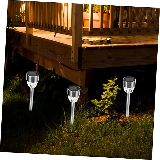 2-Pack Stainless Steel Solar Garden Light Waterproof Ground Insert Outdoor Lamp for Courtyards Decorative Solar Powered Light for Gardens