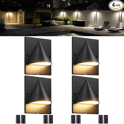 LEONLITE 3CCT Low Voltage LED Deck Light, 12-24V AC/DC Landscape Step Railing Fence Light, IP65 Waterproof, ETL Listed, IP65 Waterproof, Step Lights for Garden, Yard, Aluminium, Black, Pack of 4