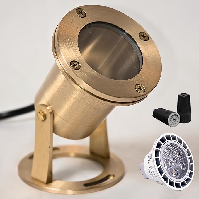 Underwater Light 113 Solid Brass Submersible LED Lights with 7WMR16 LED Bulb for Watertight Bright Long Lasting | Lumora