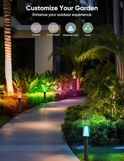APPECK Pathway Lights Outdoor 800LM, RGBCW Low Voltage Landscape Lighting, Smart APP and Alexa Control, IP65 Waterproof, Color Changing Walkway Lights for Garden, Yard, Patio, Christmas, 4 Pack