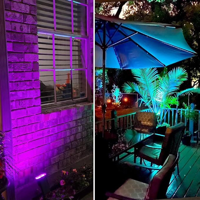 Spotlights Outdoor, RGB Color Changing Landscape Lights 12W 800lm 120V Plug in LED Spot Lights with Remote, IP66 | Lumora