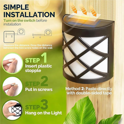 QUQUQ Solar Pathway Lights 8 Packs Solar Wall Lights Waterproof LED Deck Decorative Yard Patio Decor