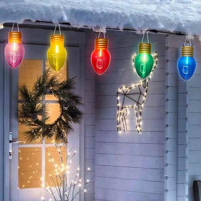Jumbo Xmas String Lights 16FT Large Christmas Hanging Lights with 10 Count 5'' LED Giant Multicolor Bulbs, C7 Big Bulb Vintage Christmas Light for Holiday Home Tree Roof Yard Garden Decor, Green Wire
