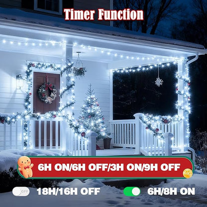 2026 New Voice Control 88ft 240LED Smart Christmas String Lights Outdoor/Indoor | String Lights with Remote, 12Modes, 7Voice Commands & Timers, Christmas Twinkle Light for Xmas Tree Decor (Cool White)