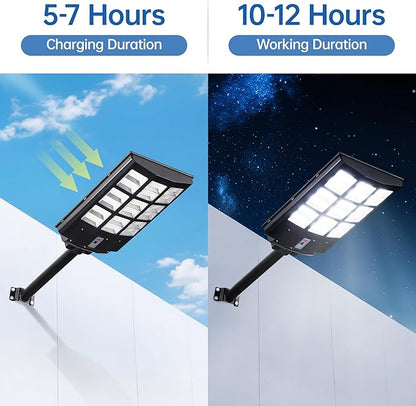 8000W Solar Street Lights Outdoor Waterproof –7000K LED 240000LM Solar Lights Dusk to Dawn with Motion Sensor & Remote, Commercial Solar Powered Parking Lot Lights for Yard, Garage (2 Pack)