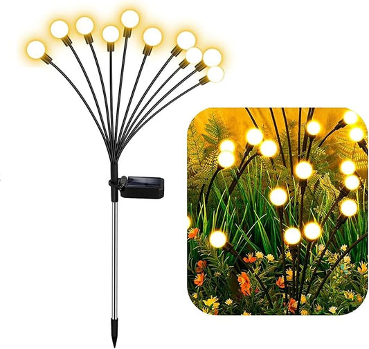 Solar Lights Outdoor, Decorative Animal & Flower Shaped Landscape Lights with Warm/Colorful LED, Auto On/Off Waterproof Solar Powered Decor for Yard Lawn Patio Gift Idea (Warm-Firefly-2pack)