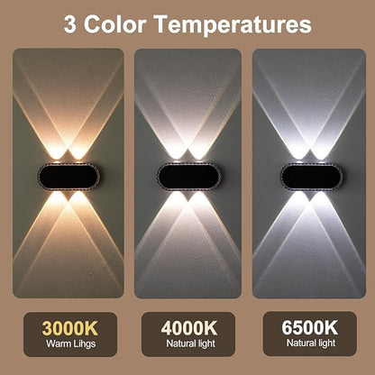 Ellasay Solar Fence Lights Outdoor: Waterproof IP65 with Dual LED Up Down Wall Lighting 3 Color Modes Diamond Crystal Cut Design Easy to Install for Garden Backyard Patio 6 Pack