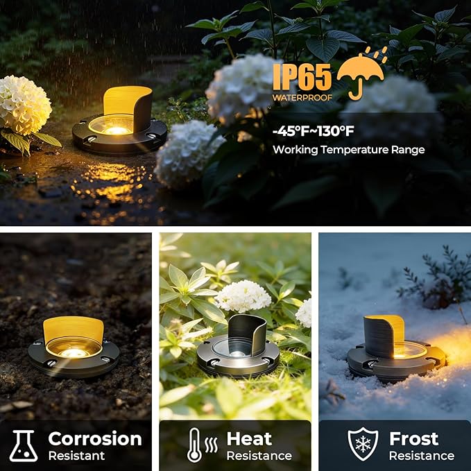 Gardencoin Brass Well Lights Outdoor 12V LED Low Voltage Landscape In Ground Light Waterproof Up Lighting Fixture, Bronze Accent Lighting Fixture Without MR16 Bulb, 12 Pack