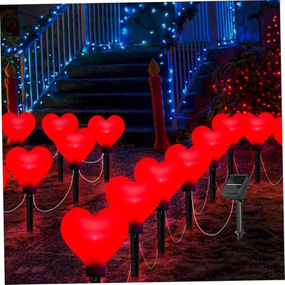 Valentines Day Decorations, 4PCS/Set Waterproof Heart Solar Lights Outdoor, Valentines Day Decor Heart Shaped Light for Garden Pathway Flowerbed Porch Walkway