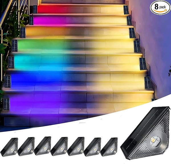 GEEKHOM Solar Stair Waterproof Motion Lights: 2 Lighting Modes Warm White & RGB for Garden Porch Pathway Pool | Lumora