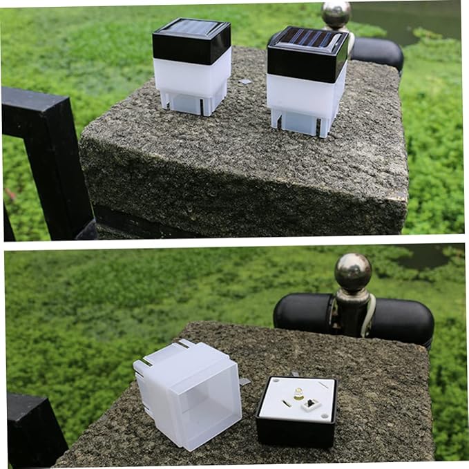 DOITOOL 4pcs Solar Fence Light Warm White Led Corridor Garden Lamp Outdoor Landscape Lighting for Courtyards and Patios Automatic Night Activation