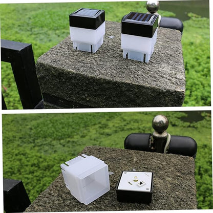 DOITOOL 4pcs Solar Fence Light Warm White Led Corridor Garden Lamp Outdoor Landscape Lighting for Courtyards and Patios Automatic Night Activation