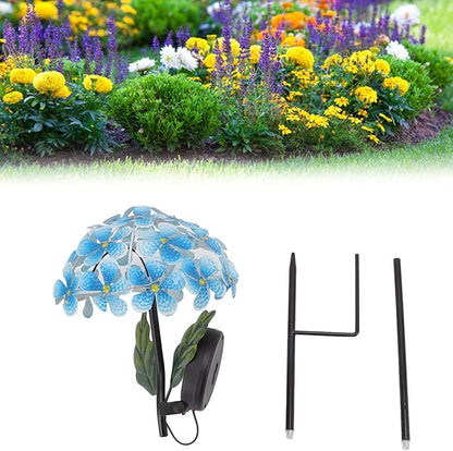 Solar Hydrangea Light, 26 LEDs Lifelike Iron Flower Stake Lamp for Garden Porch Lawn, Outdoor Solar Powered Hydrangea Decorative Lighting for Yard and Garden(Blue)