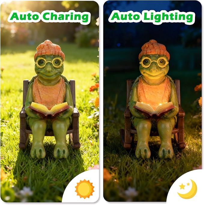 Solar Turtle Garden Statue with LED Lights, Waterproof Outdoor Decor for Patio, Yard, Lawn Ornaments, Garden Decorations, Valentines Day Decorations, Birthday Gifts for Women, Gifts for Mom Grandma
