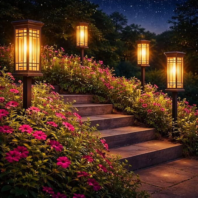 8 Pack Solar Lights Outdoor Waterproof - Solar Powered Outdoor Lights for Patio Yard Pathway Walkway Lawn Garden Decor Landscape Lighting Solar Lights Outdoor