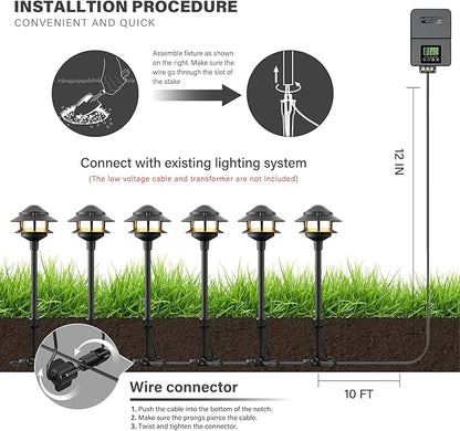 VENUS MANUFACTURING Low Voltage Landscape Lights LED Outdoor Pathway Light 12V AC 2.2W 32Lumen Warm White Landscape Lighting for Garden Path Driveway Yard (4)