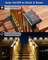 EGOBOO Solar Fence Lights Outdoor, 12 Pack 10 Modes Warm White & RGB Color Changing, Solar Powered Deck Lighting | Lumora
