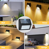 Bright Solar Fence Lights, 6 Pack Outdoor Step Lights, IP65 Waterproof, 3000K Warm-White, Dusk to Dawn Outdoor | Lumora